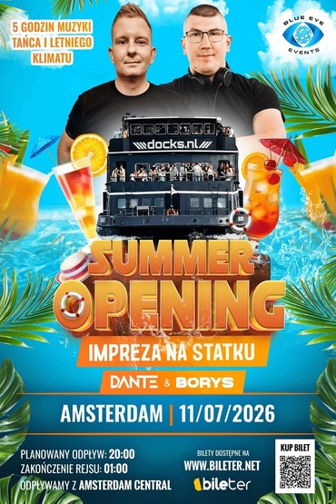 Impreza na Statku w Amsterdamie – Wakacyjne Opening Party